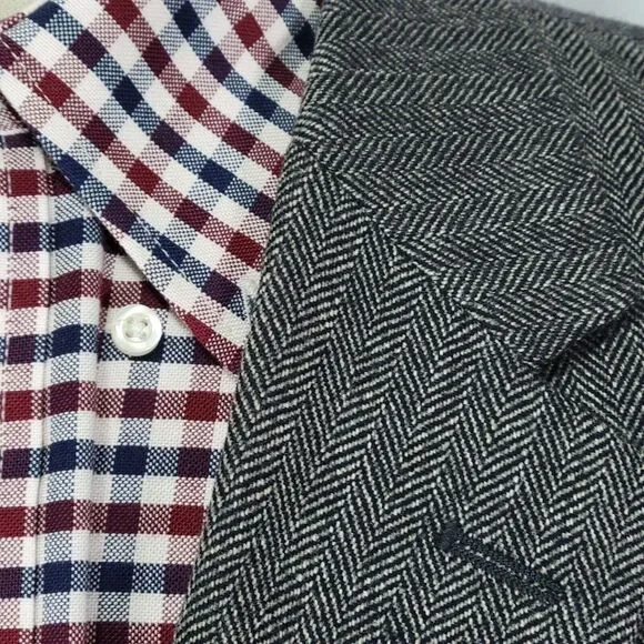 Joseph Feiss Men's Sport Coat Blazer Two Button Gray Herringbone Lambs Wool 46R - Picture 7 of 15